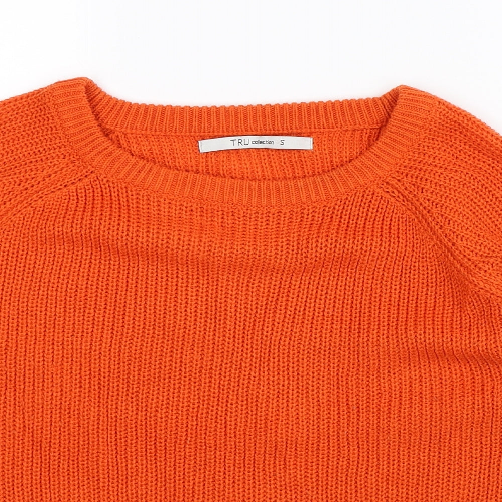 Tru Collection Womens Orange  Knit Pullover Jumper Size S