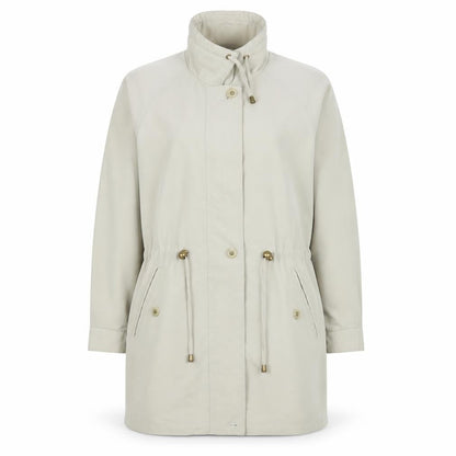 Front view of Silkana women’s beige jacket, size UK 8