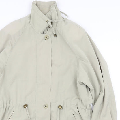Close-up detail of Silkana women’s beige jacket, size UK 8
