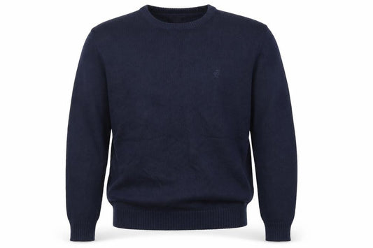Front view of Easy men’s blue jumper, size L