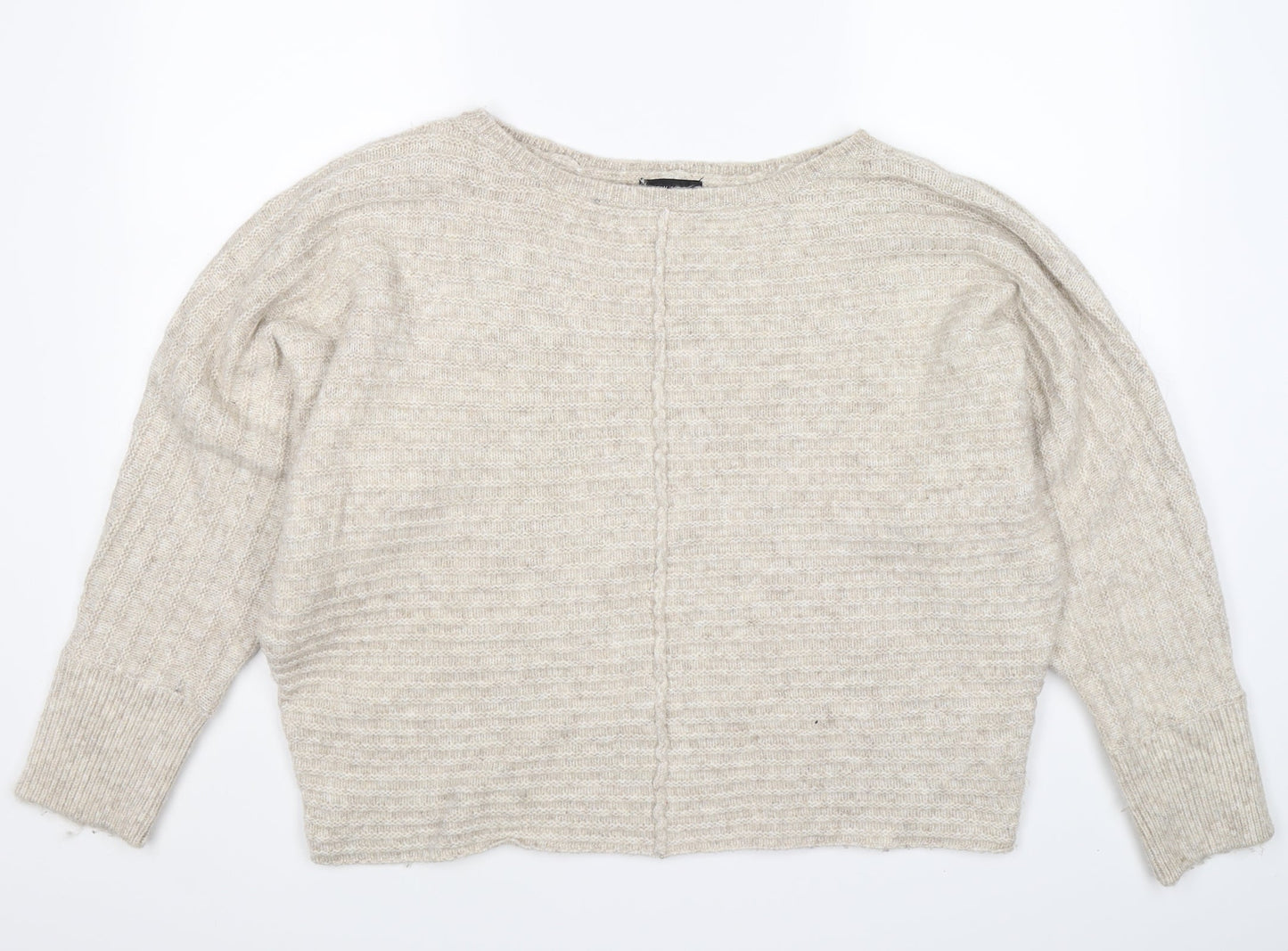 New Look Womens Beige Striped Knit Pullover Jumper Size L