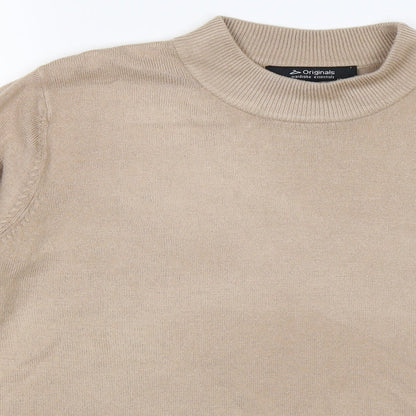 Close-up detail of originals women’s beige knit jumper, size UK 14