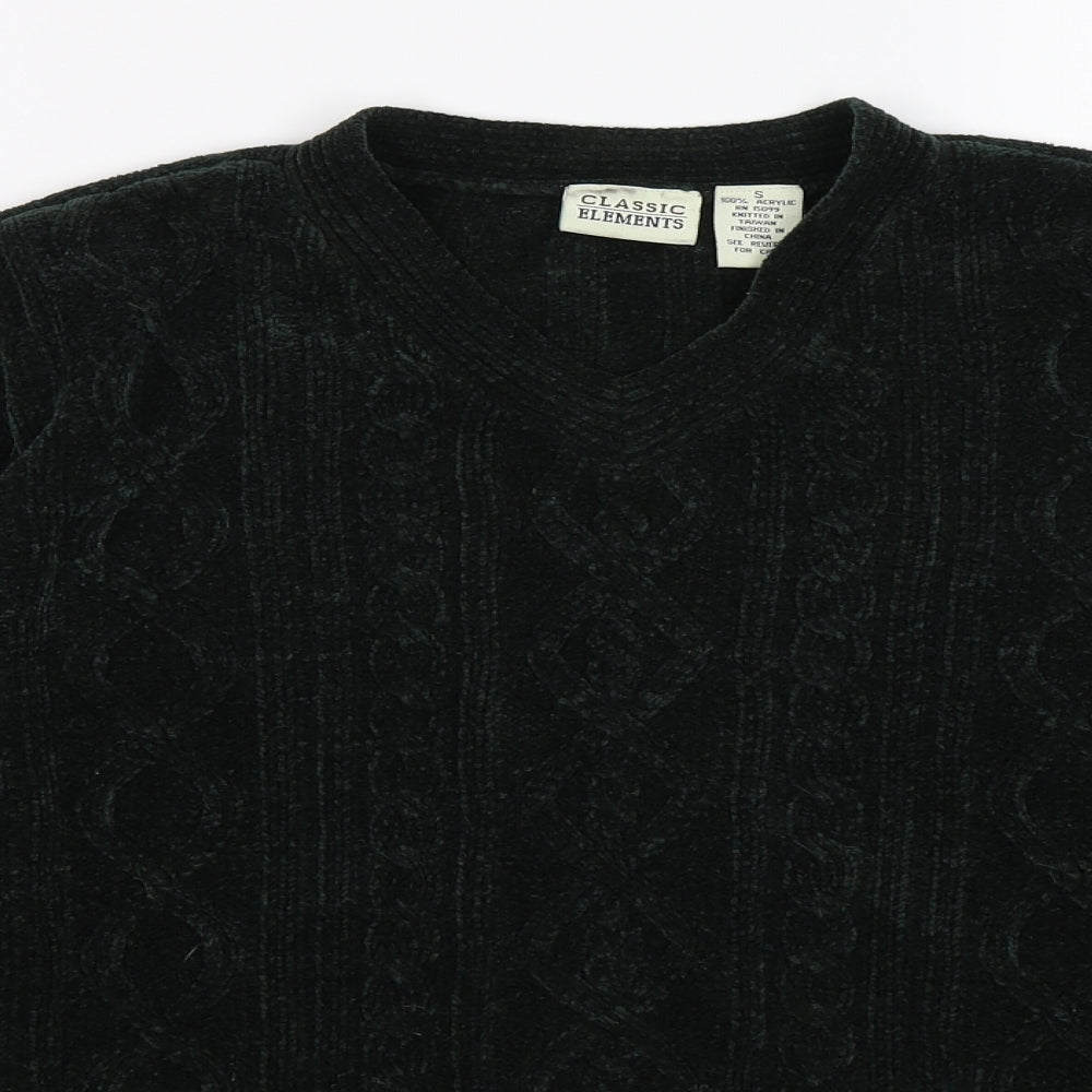 Classic Elements Womens Green Striped Knit Pullover Jumper Size S