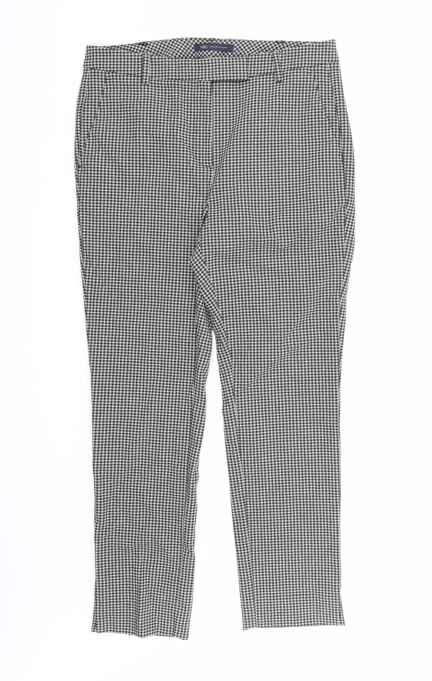 Marks and Spencer Womens Black Geometric  Trousers  Size 12 L26 in