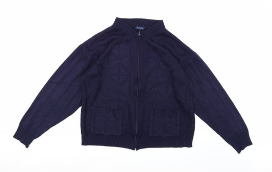 Invicta Mens Blue  Knit Full Zip Jumper Size M