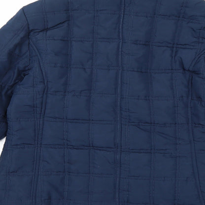 Brand and care label for South women’s blue overcoat coat, size UK 10