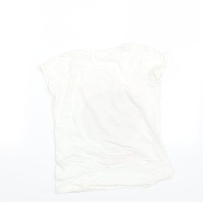 Back view of M&Co girls’ white pullover t-shirt, size 10-11, years - hearts