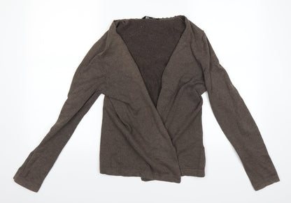 Front view of East women’s brown cardigan jumper, size UK 14