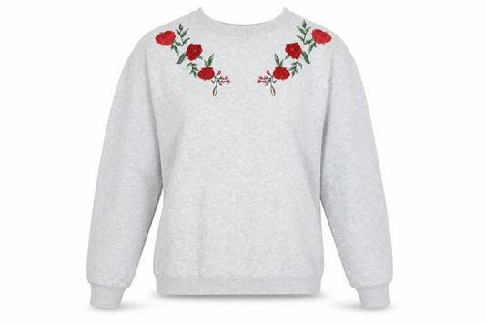 Divided Womens Grey Floral  Pullover Sweatshirt Size S