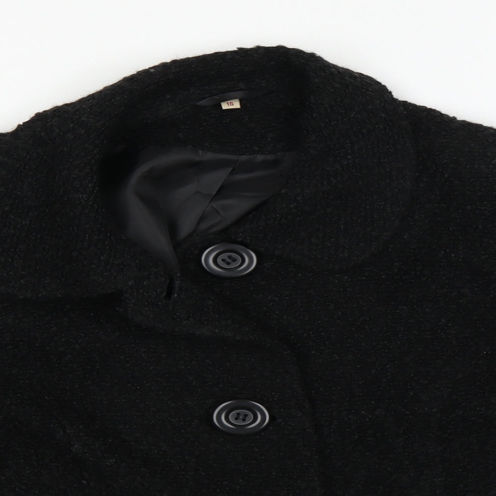 Preworn Womens Black   Overcoat Coat Size 16