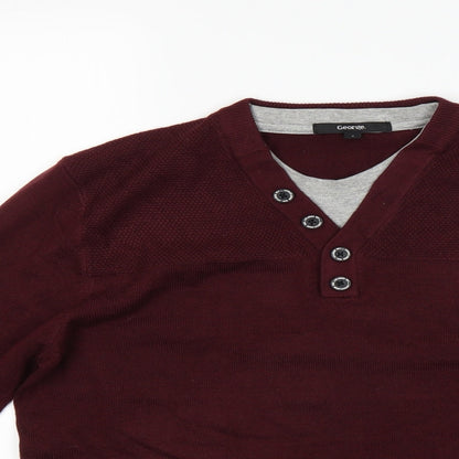 Close-up detail of George men’s purple jumper, size S