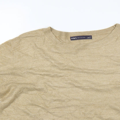 Close-up detail of Marks & Spencer women’s beige jumper, size UK 14