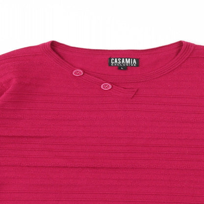 Close-up detail of Casamia women’s pink knit jumper, size L