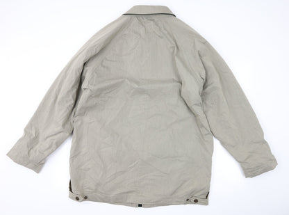 Back view of Preworn men’s grey overcoat coat, size L