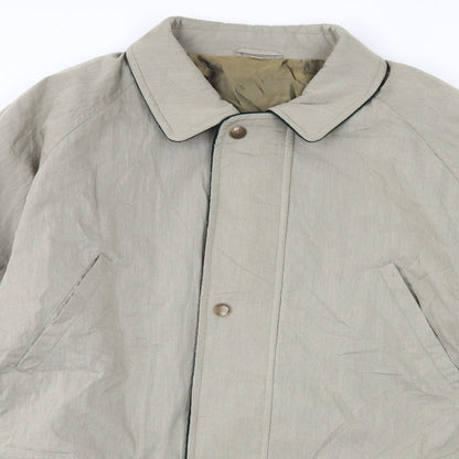 Close-up detail of Preworn men’s grey overcoat coat, size L