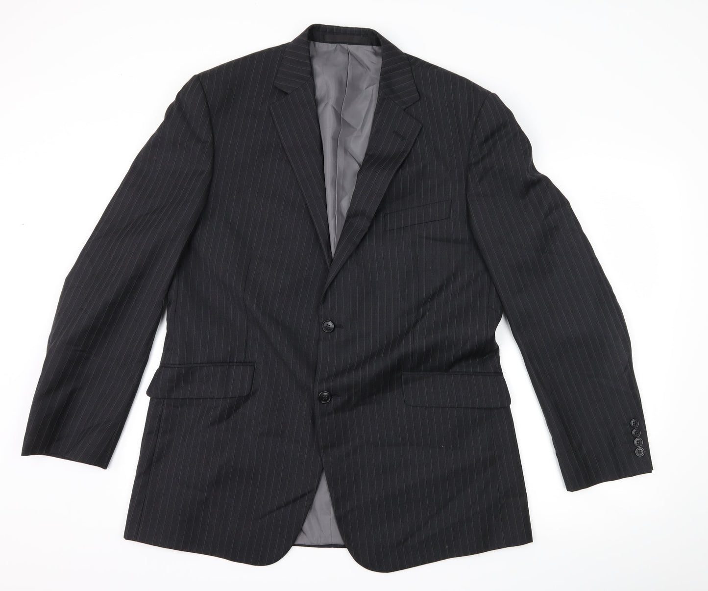 Marks and Spencer Mens Grey Striped  Jacket Suit Jacket Size 42