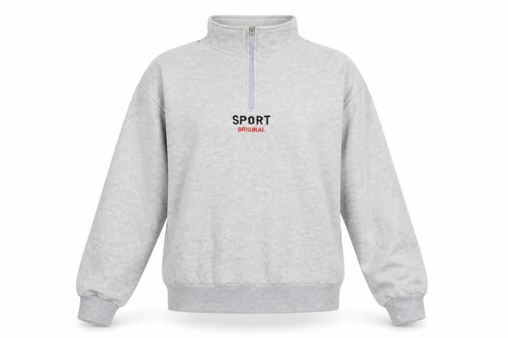 Fashion Womens Grey   Henley Sweatshirt Size L