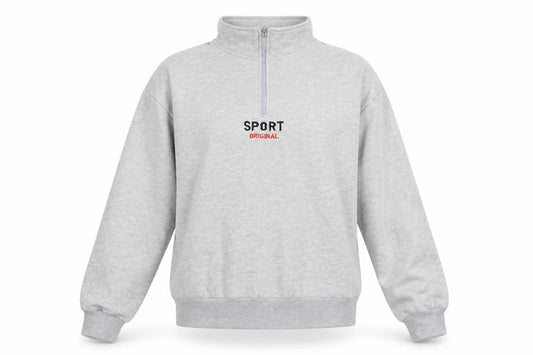 Fashion Womens Grey   Henley Sweatshirt Size L