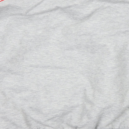 Brand and care label for Fashion women’s grey henley sweatshirt, size L
