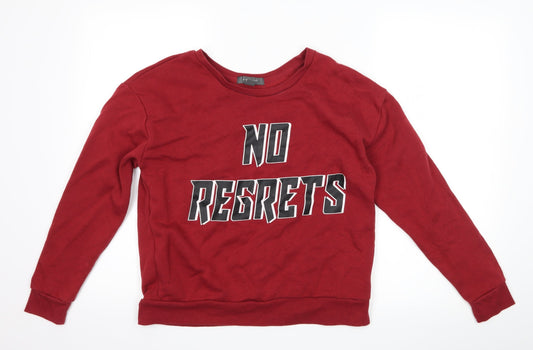 Primark Womens Red   Pullover Sweatshirt Size 8  - slogan