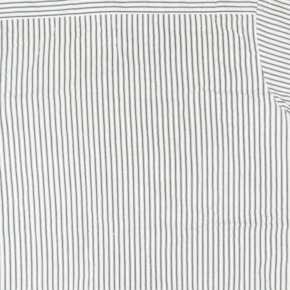 Brand and care label for weekends only men’s white striped button-up, size L