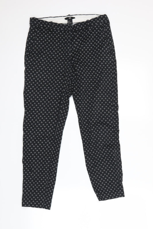 H&M  Womens Black Polka Dot  Dress Pants Trousers Size 6 L25 in