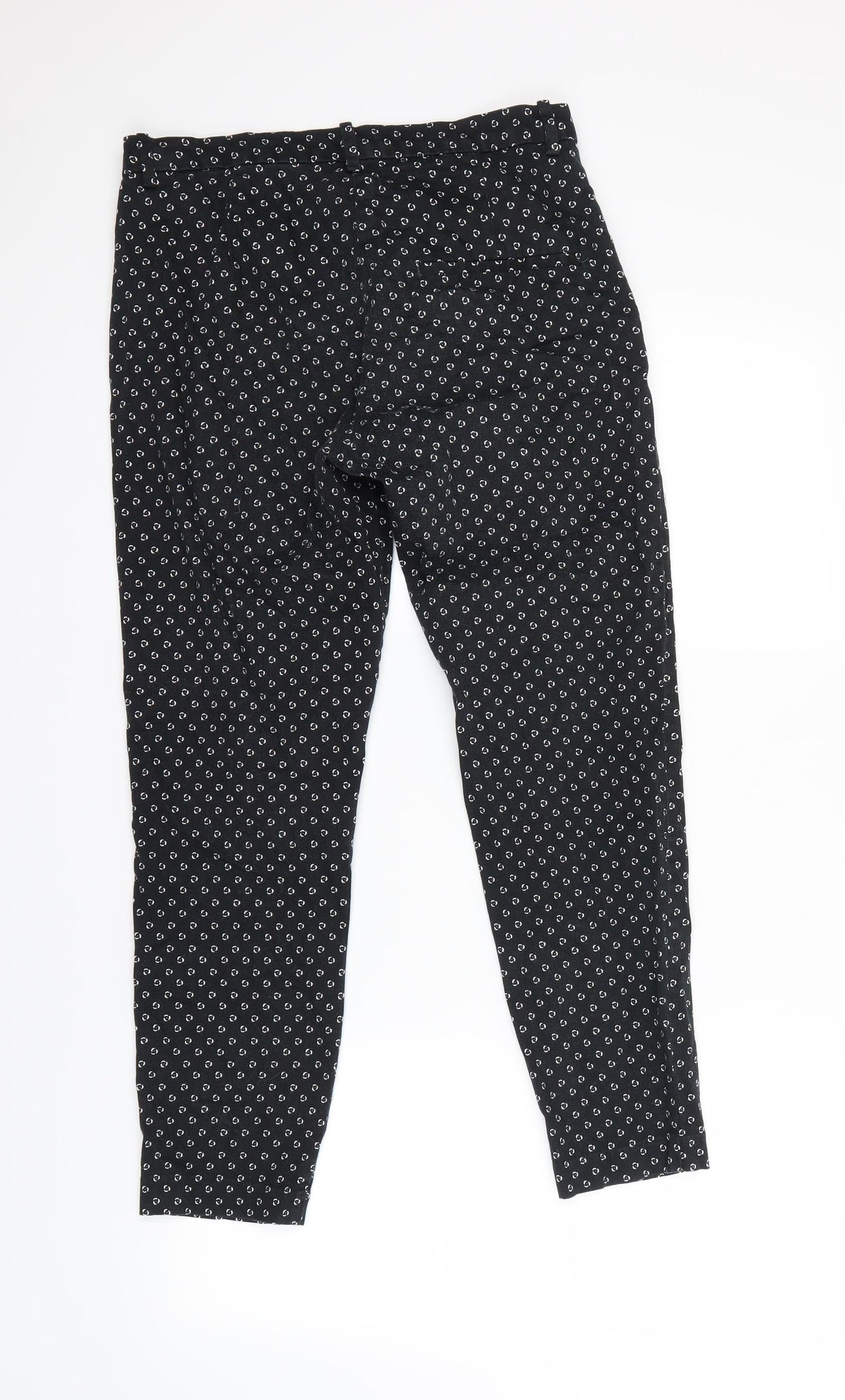 H&M  Womens Black Polka Dot  Dress Pants Trousers Size 6 L25 in