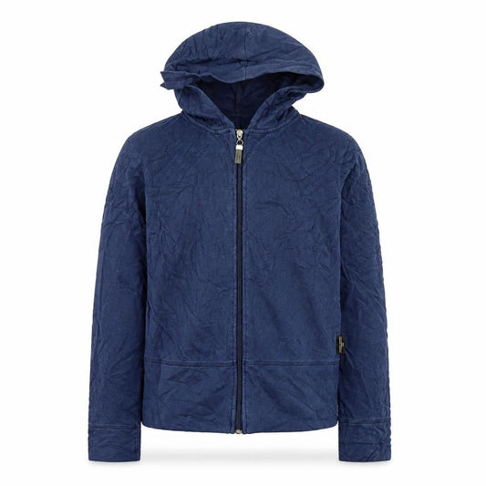 Front view of jasper boys’ blue full zip hoodie, size S