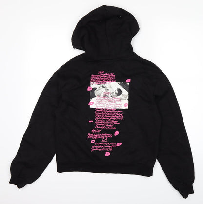 Back view of H&M women’s black pullover hoodie, size S