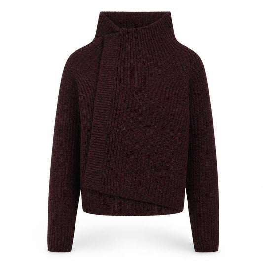 Front view of E-vie women’s red cardigan jumper, size UK 10