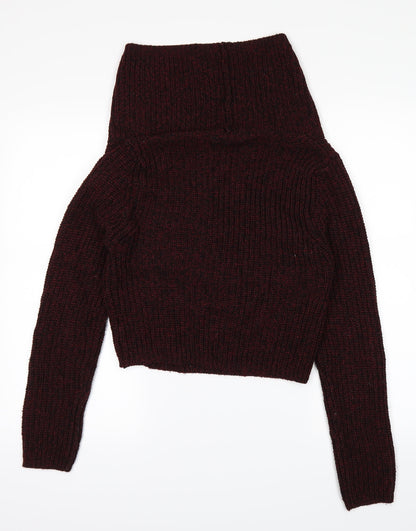 Back view of E-vie women’s red cardigan jumper, size UK 10