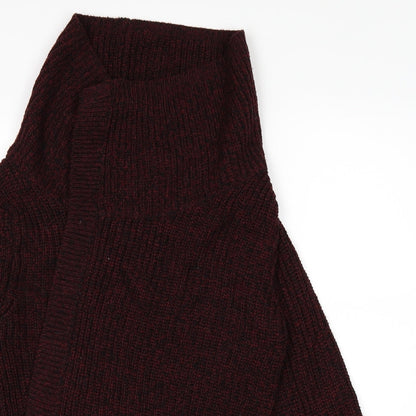 Close-up detail of E-vie women’s red cardigan jumper, size UK 10