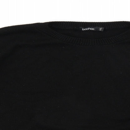 Close-up detail of Boohoo women’s black jumper, size M