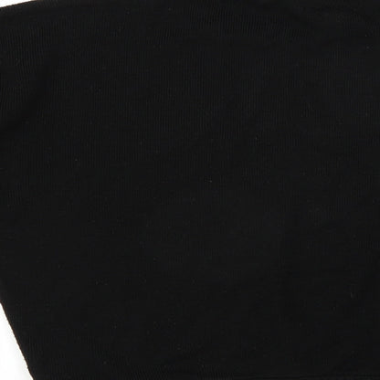 Brand and care label for Boohoo women’s black jumper, size M