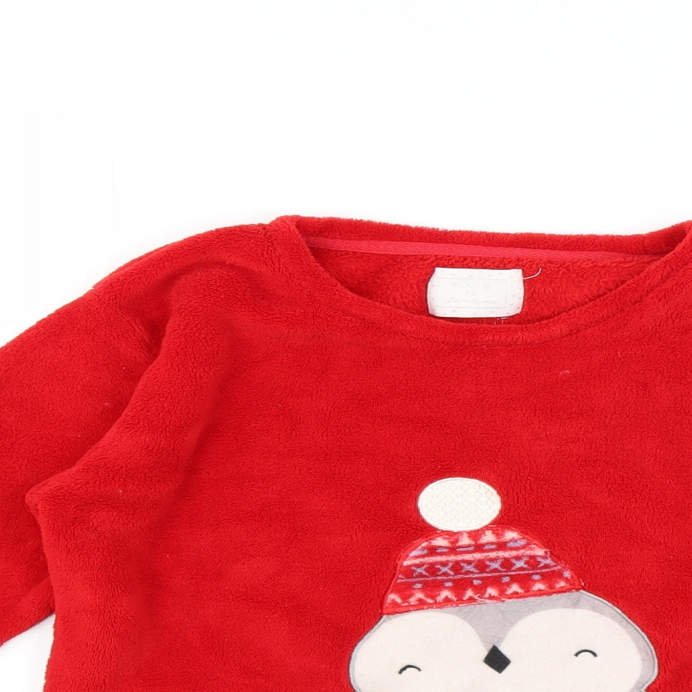 Matalan Womens Red Solid  Top Pyjama Top Size S  - Christmas Penguin