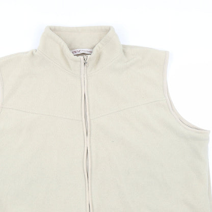 Close-up detail of EWM women’s beige full zip jumper, size XL
