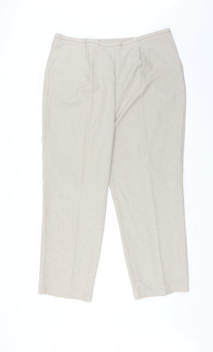 Additional front view of Bonmarché women’s beige trousers, size UK 18, 26-inch leg