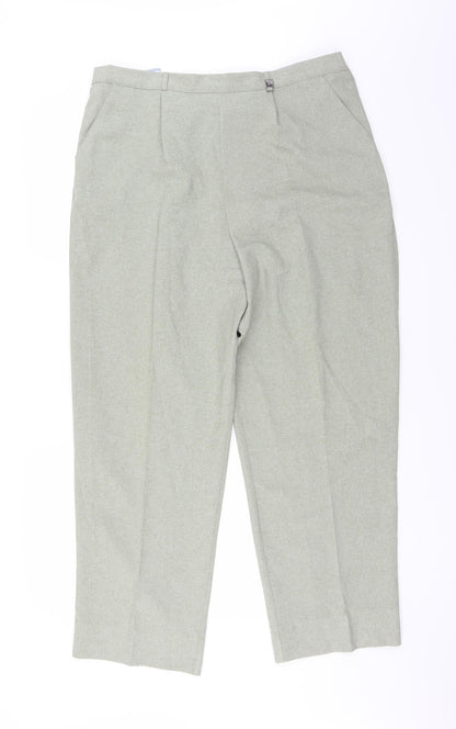 Front view of Classics women’s green trousers, size UK 20, 28-inch leg