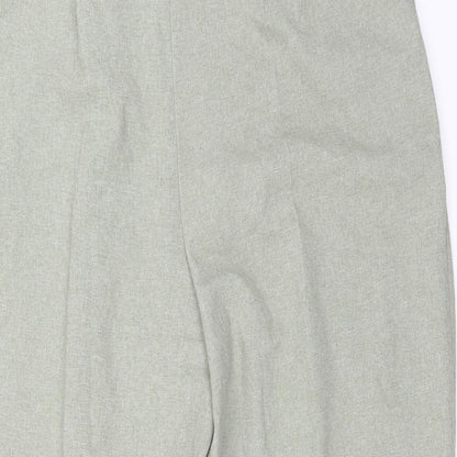 Close-up detail of Classics women’s green trousers, size UK 20, 28-inch leg