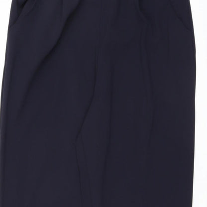 Close-up detail of Divided by H&M women’s blue trousers, size UK 12, 27-inch leg