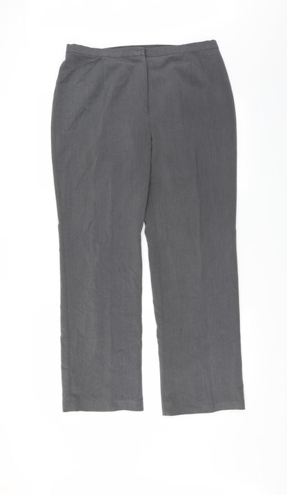 Front view of Bassini women’s grey trousers, size UK 16, 29-inch leg