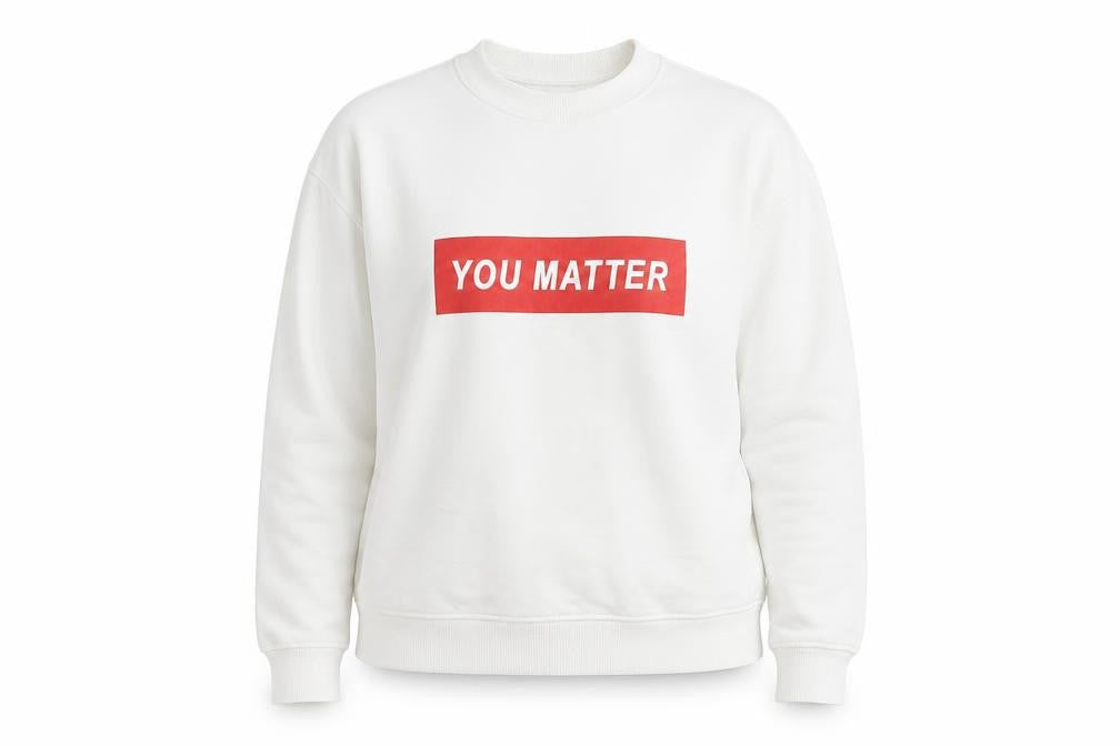 H&M Womens White  Jersey Pullover Sweatshirt Size M  - you matter