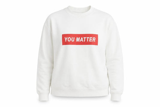 H&M Womens White  Jersey Pullover Sweatshirt Size M  - you matter