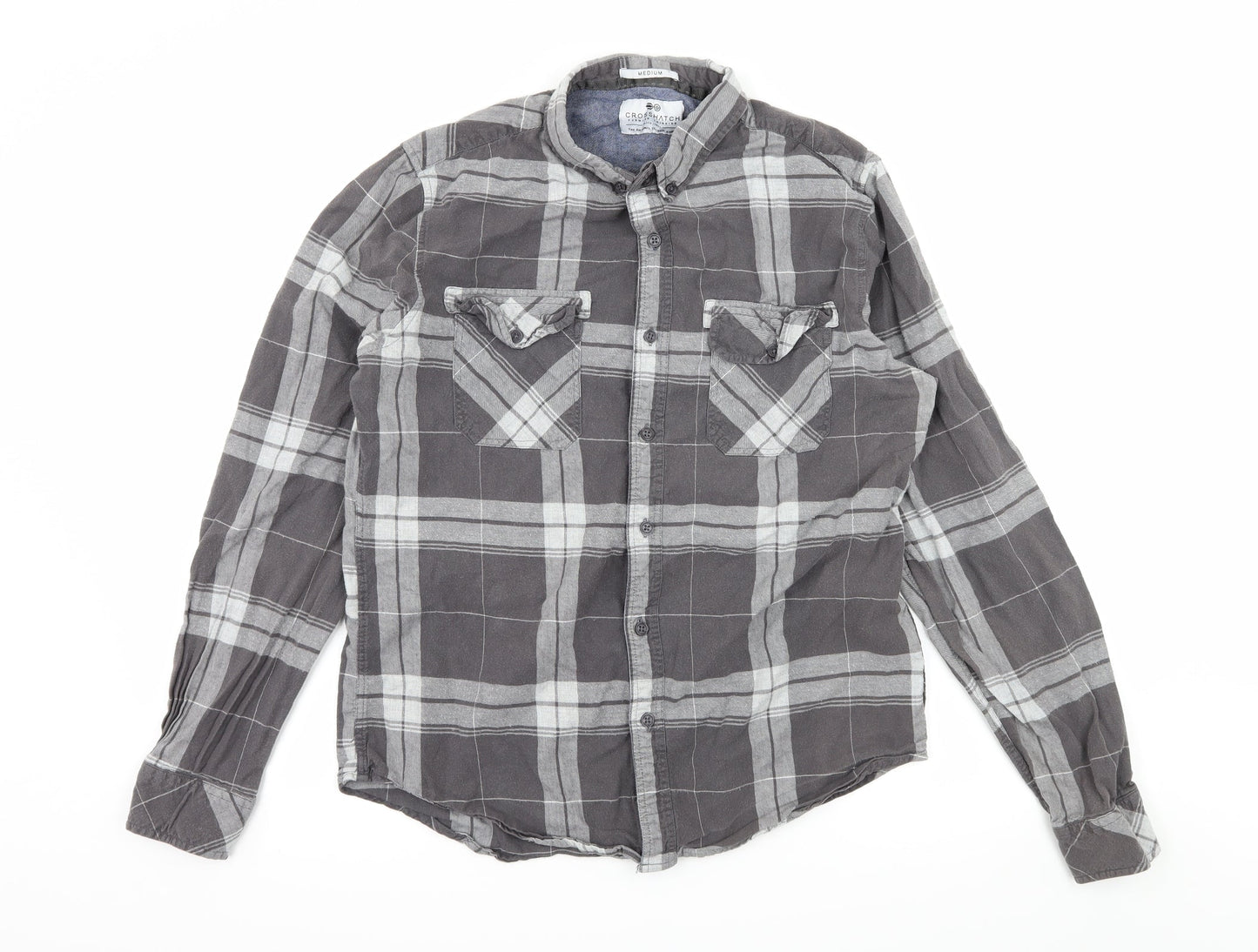 Crosshatch Mens Green Plaid   Button-Up Size M