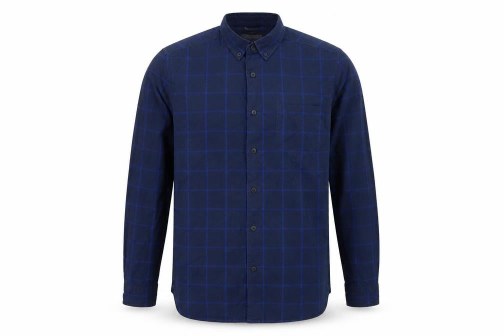 H&M Mens Blue Check   Button-Up Size S