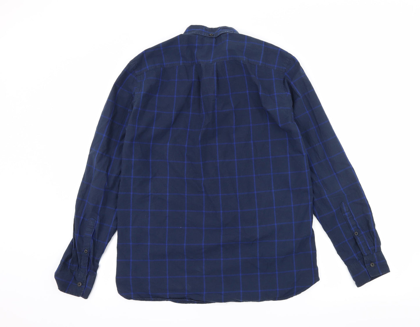H&M Mens Blue Check   Button-Up Size S