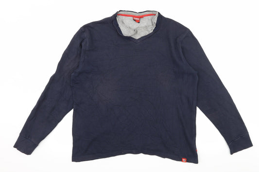 D555 Mens Blue  Jersey Pullover Sweatshirt Size M