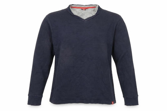 Front view of D555 men’s blue jersey pullover sweatshirt, size M