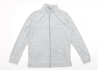 Front view of Avenue women’s grey jersey full zip sweatshirt, size UK 12