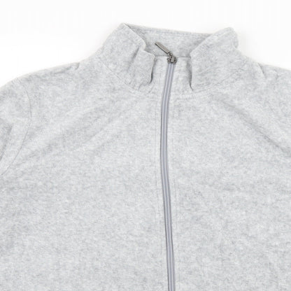 Close-up detail of Avenue women’s grey jersey full zip sweatshirt, size UK 12